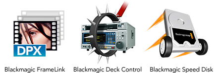 Ingyenes szoftvereket tartalmaz - Blackmagic FrameLink, Blackmagic Deck Control, Blackmagic Speed Disk